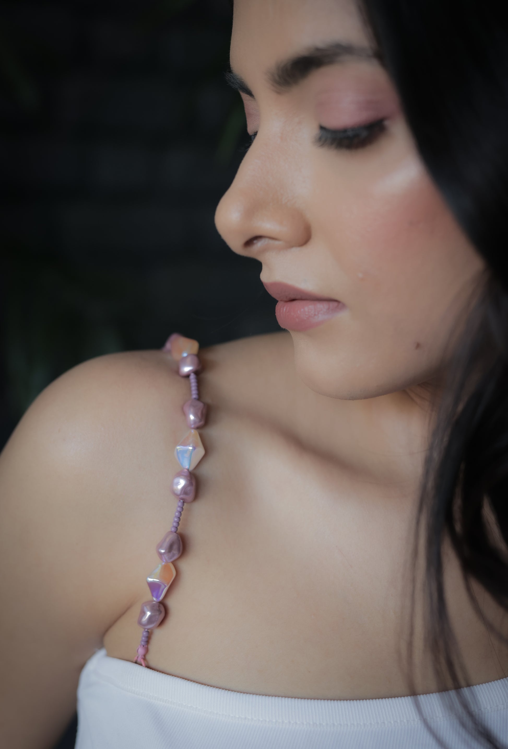 Pastel Pearl Beaded Bra Strap