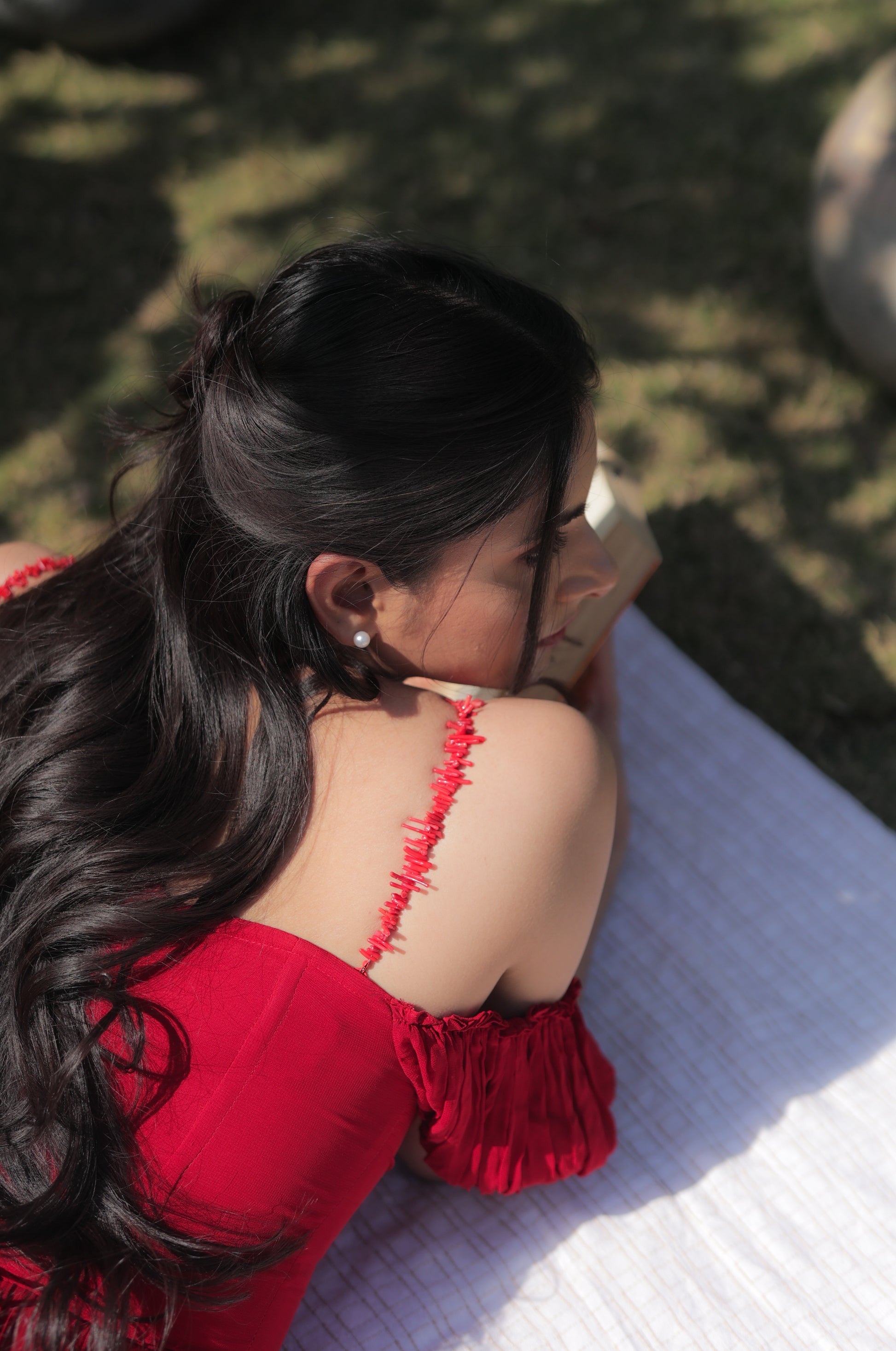 Cherry Red Corals Bra Strap