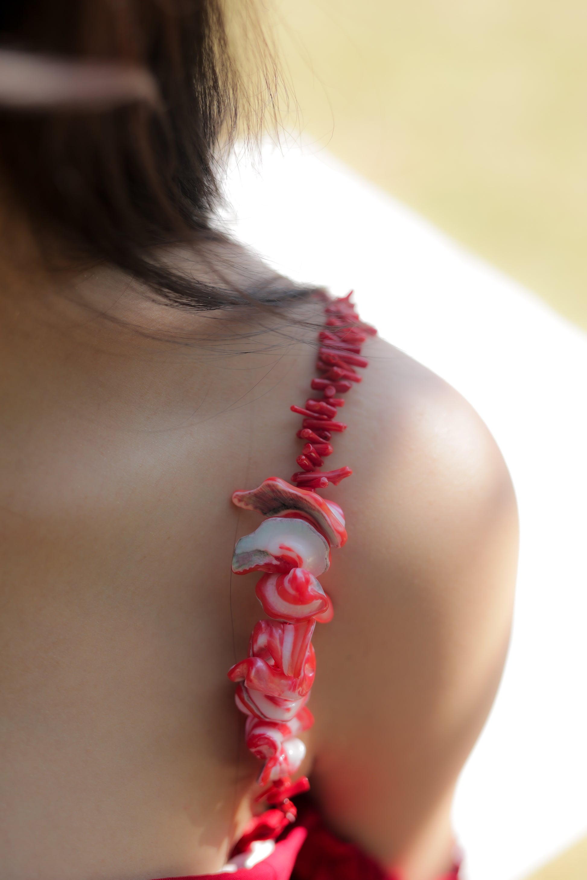 Cherry Red Corals Bra Strap