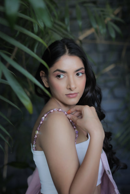 Pastel Pearl Beaded Bra Strap