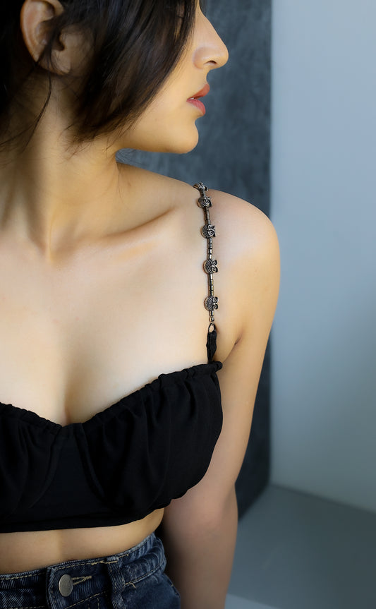 Oxidised Monochrome Owl Bra Straps